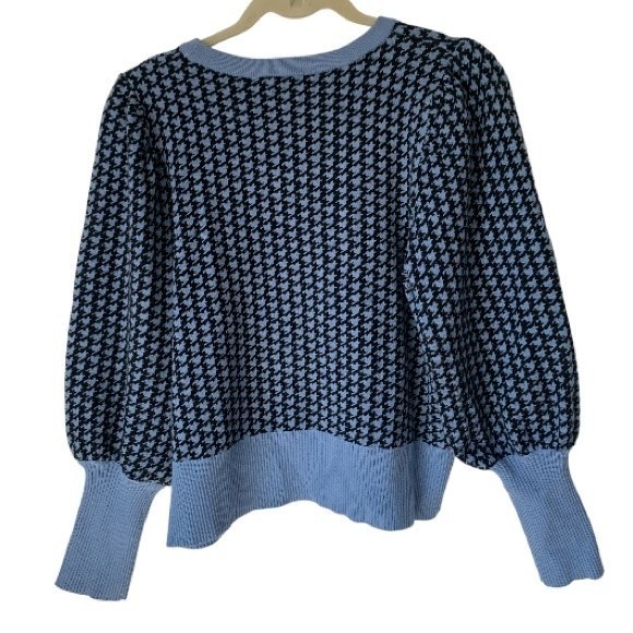 Philosophy Houndstooth Puff Balloon Long Sleeve Sweater Blue & Black Size Large - Picture 3 of 7